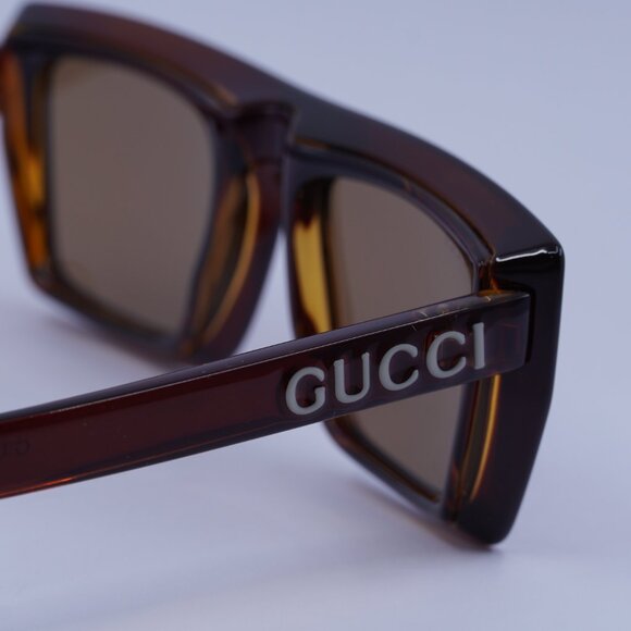 Gucci GG1723S 002 Sunglasses Transparent Brown Square Frame, Brown Lenses - Picture 11 of 12
